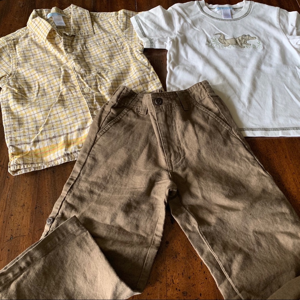 Janie and Jack, 2 shirts and brown pants